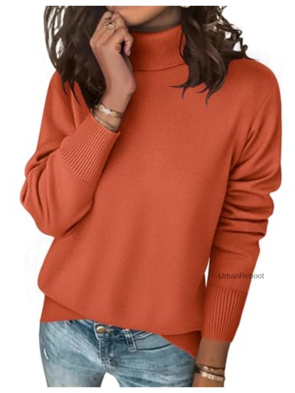 Turtleneck Sweater Long Sleeve Knit Pullover Top Casual